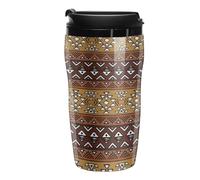 Maya Horizontal Geometric Pattern Coffee Cup Reusable Travel Mug Double Wall Thermal Insulated with Lid Hot Cold Drinks