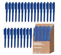 Maya J800 Retractable Pen with Clip, Antibacterial and Detectable, Made with Food Grade Polypropylene, Writing Up to 10000 Metres, Box of 25 Units (Black Ink)