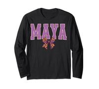Maya Leopard Bow Trendy Name Design for Women and Girls Long Sleeve T-Shirt