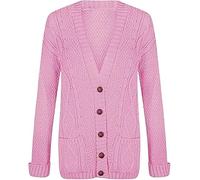 MAYA® Plus Size Womens Button Long Sleeve Pocket Top Ladies Knitted Cardigan (Dusty Pink, 18-20)