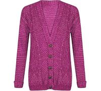 MAYA® Plus Size Womens Button Long Sleeve Pocket Top Ladies Knitted Cardigan (Magenta, 14-16)