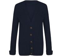 MAYA® Plus Size Womens Button Long Sleeve Pocket Top Ladies Knitted Cardigan (Navy Blue, 18-20)