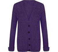 MAYA® Plus Size Womens Button Long Sleeve Pocket Top Ladies Knitted Cardigan (Purple, 8-10)