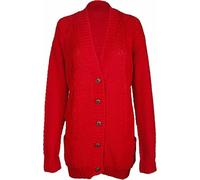 MAYA® Plus Size Womens Button Long Sleeve Pocket Top Ladies Knitted Cardigan (Red, 8-10)