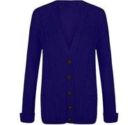 MAYA® Plus Size Womens Button Long Sleeve Pocket Top Ladies Knitted Cardigan (Royal Blue, 12-14)