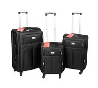 MAYA RANGE DENWUD Lightweight Softshell 4-Wheel Spinner Suitcase Set of 3 Pieces Expandable Durable Travel Luggage with TSA Lock, 20" 24" 28" Inch Multiple Colors & Sizes All Airline Approved (Black)