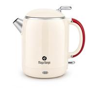 MAYA RANGE Electric Kettle, 1 Litre, Stainless Steel Interior, Retro Design, Fast Boil, Cordless 360° Base, Auto Shut-Off (Cream)