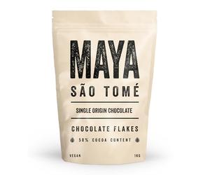 Maya, Sao Tome 58% Cocoa Milk Hot Drinking Chocolate Flakes, Luxury Single Origin Drink (1kg)