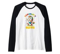 Maya schoolkid Rainbow Unicorn Design Personalized Raglan Baseball Tee