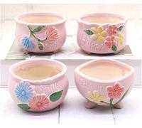 Maya Star 4 PCS Ceramic Succulent Plant Pot/Cactus Plant Pot Flower Pot/Container,Farmhouse Style Planter Bonsai Pots With A Hole A04