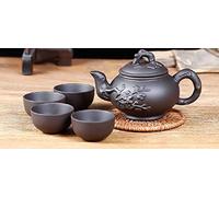 Maya Star Chinese Handmade Yixing Purple Clay Teapot And 4 Purple Clay Cups,Large Capacity Kongfu Teapot For Household A44