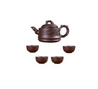 Maya Star Chinese Handmade Yixing Purple Clay Teapot And 4 Purple Clay Cups,Small Capacity Kongfu Teapot For Household A15