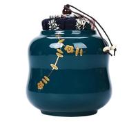 Maya Star Japanese-style Ceramic Tea Caddy Vintage Storage Jars Canister Traditional Sealed Jar for Home Kitchen Dining Decoration - Dark green