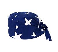 Maya Star Unisex Adjustable Surgical Hat Scrub Cap with Sweatband for Ponytail Chemo Cap Surgical Cotton Cap(#23) Blue