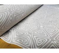 Maya Triangles Tribal Indian Pattern Fabric - Upholstery & Furnishing Material | Mexican Aztec Geometric Print - Natural/Cream & Ivory - 140cm Wide (1 Metre)
