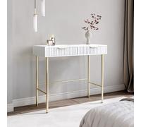 Maya White Dressing Table - Drawers with ribbed front finish and grey velvet lining. CARME HOME White One Size