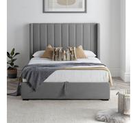 Maya Winged Ottoman Storage Light Grey Upholstered - King Bed 5Ft Frame Only