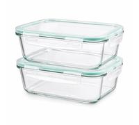 Mayaaran 2 Pack Glass Food Storage Containers with Lids 1040ml, Airtight Leakproof Food Containers Glass, Borosilicate Glass, Vented Lid, Microwave, Freezer, And Oven Safe