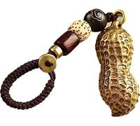 MAYABI brass keychain，feng shui keychains， Peanut Brass Lanyard Lucky Car Key Chain Ring Hangings Pendants Jewelry Vintage Metal Rope Keychain Trinket Charms Keyrings, Brass