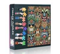 Mayan 1000 Piece Puzzles for Adults Mayan Masks Seamless Pattern Colorful Jigsaw Puzzles, Difficult Impossible Challenging Puzzle, 19.5 x 27.5 Inch