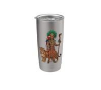 Mayan Ancient Warrior Aztec Jaguar Indigenous Mexico Art Stainless Steel Insulated Tumbler