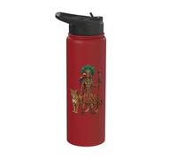 Mayan Ancient Warrior Aztec Jaguar Indigenous Mexico Art Stainless Steel Insulated Water Bottle