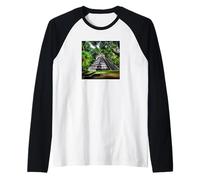 Mayan Art Mayan Pyramid Art Ancient Mayan Aztec Art Raglan Baseball Tee