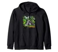 Mayan Art Mayan Pyramid Art Ancient Mayan Aztec Art Zip Hoodie