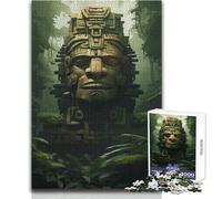 Mayan Aztec Jungle Statue Jigsaw Puzzle 1000 Educational Fun Learning Activity Game Perfect Thoughtful Gift for Any Occasion Size 38x52cm