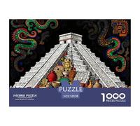 Mayan Aztec Pyramid Wooden Jigsaw Puzzle Waterproof 1000 Piece Puzzles for Adults Gifts Impossible Challenging Games