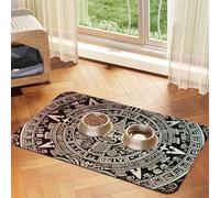 Mayan Calendar End of The World Dog Food Mats for Floors, 12x18 Inch Non-Slip Super Absorbent Pet Food Mat, Dishwasher Dog Mat for Food and Water, Cute Quick Dry Pet Feeding Mat for Dogs Puppy Cats