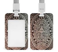 Mayan Calendar End of The World ID Badge Holder Waterproof Card Protector Push-Pull Slot Work ID Card Holder with Lanyard Personalized Detachable Card Holders for Office Corporate Use