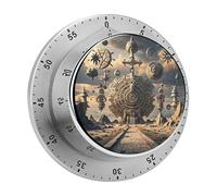Mayan Calendar End of The World Kitchen Timer with Loud Alarm 60-Minute Magnetic Countdown Reminder for Cooking Stainless Steel Visual Wind Up Timer