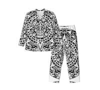 Mayan Calendar End Of The World Men'S Long-Sleeved Pajama Set Loungewear Leisure Loose Nighttime Sleep Relax Black