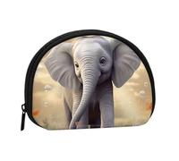 Mayan Calendar End of The World Mini Coin Purse Pouch Change Holder, Shell Shape Zip Around Wallet,Credit Card Holder for Women, Cute Elephant Play, One Size, Classic