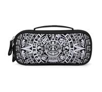 Mayan Calendar End of The World Multi-Purpose Organiser Pouch with Handle Durable PU Leather Pen Pouch Portable Makeup Storage Bag for Travel Everyday Carry Desk Organisation 21x11x4.5cm Size