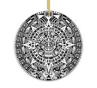 Mayan Calendar End Of The World Printing 2.9 Inch Christmas Tree Ceramic Hanging Xmas Ornament Gifts For Home Table Holiday Decoration