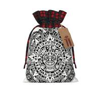 Mayan Calendar End Of The World Printing Cute Color Matching Plaid Christmas Bag Drawstring Design For Christmas Party Gift Packaging