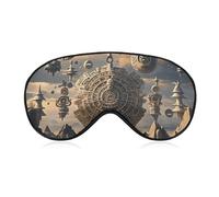 Mayan Calendar End of The World Sleep Mask Light Block-Out Eye Mask for Side Sleeper Pressure-Free Soft Night Blindfold with Adjustable Strap Breathable Sleep Eye Cover for Travel