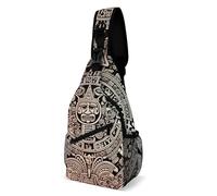 Mayan Calendar End of The World Sling Bag with Rfid Blocking Causal Mens Crossbody Bag Lightweight Chest Pack Large Man Purse Travel Crossbody Backpack Shoulder Sling Backpack for Hiking Running Cycli