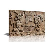 Mayan Civilization Modern Artwork Mayan Hieroglyphs Pictures for Living Room Mexico Wall Canvas Art House Decorations Wall Decor Posters and Prints Ready to Hang for Office Home Walls - 36x24in