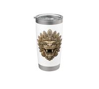 Mayan Feathered Serpent Stone Mask Ancient Temple Relic Art Stainless Steel Insulated Tumbler