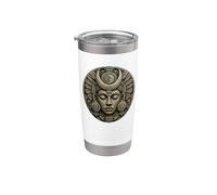 Mayan Feathered Serpent Stone Mask Ancient Temple Relic Art Stainless Steel Insulated Tumbler