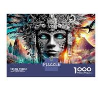 Mayan God 1000 Piece Extra Thick Cardboard Jigsaw Puzzle for Adults And Kids Age 12,Mystic Face Art,Fun Present Activity Home Decor Great Gift Idea 52x38cm/1000pcs