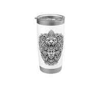 Mayan Jaguar Stone Mask Ancient Temple Guardian Art Stainless Steel Insulated Tumbler