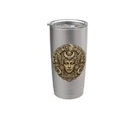 Mayan Moon Goddess Stone Mask Ancient Temple Relic Art Stainless Steel Insulated Tumbler
