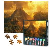 Mayan Puzzles for Adults 1000 Pieces, Mayan Pyramid Temple Jigsaw Puzzles, Adult Puzzle for Adults, Educational Fun Games or Toys for Elders Friends 20X27 INCH