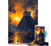 Mayan Pyramid at Sunset Jigsaw for Adults1000 Pieces Mental Skill Smooth Cut Enjoyable Challenge (38x52cm)
