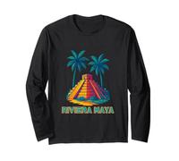 Mayan Pyramid Under Palm Trees Riviera Maya Mexico Travel Long Sleeve T-Shirt