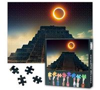 Mayan Tribe Puzzles for Adults 1000 Pieces, Mayan Temple Jigsaw Puzzles, Eclipse over a Mayan Temple Adult Puzzle for Adults, Educational Fun Games or Toys for Elders Friends 20X27 INCH